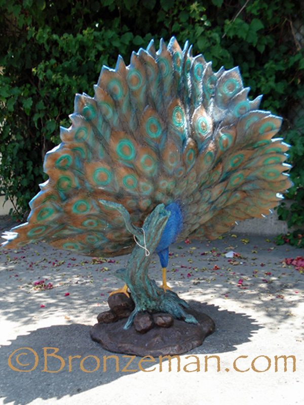 bronze peacock statue