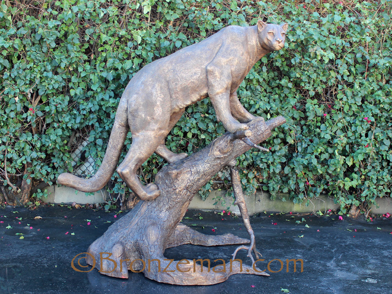 bronze cougar statue