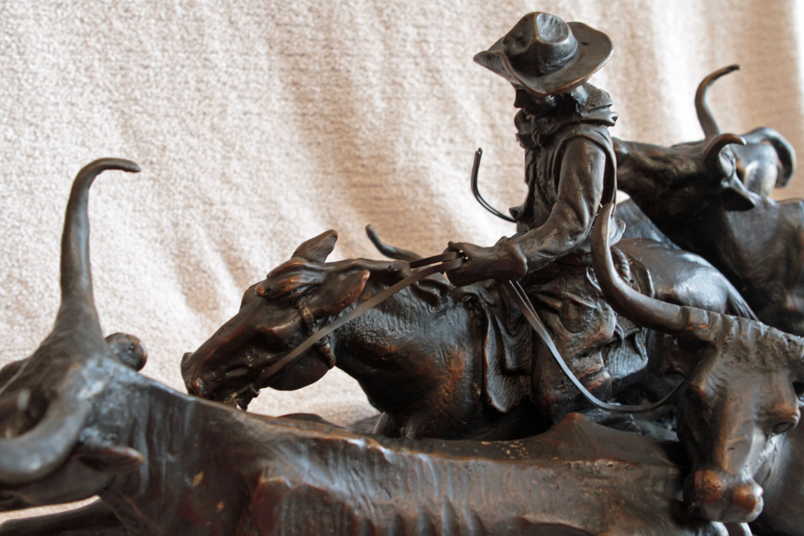 bronze remington statue stampede