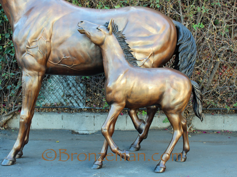 bronze horse and pony