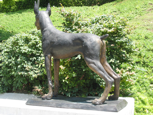bronze doberman statue