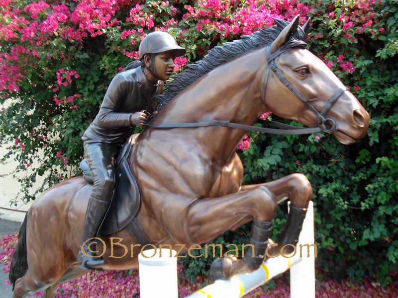 bronze horse jumping statue