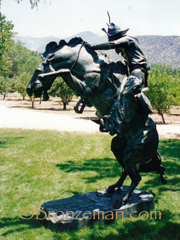 bronze bronco buster statue