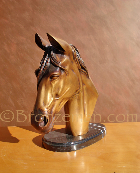 bronze horse bust statue