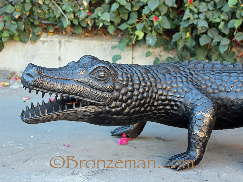 bronze alligator statue