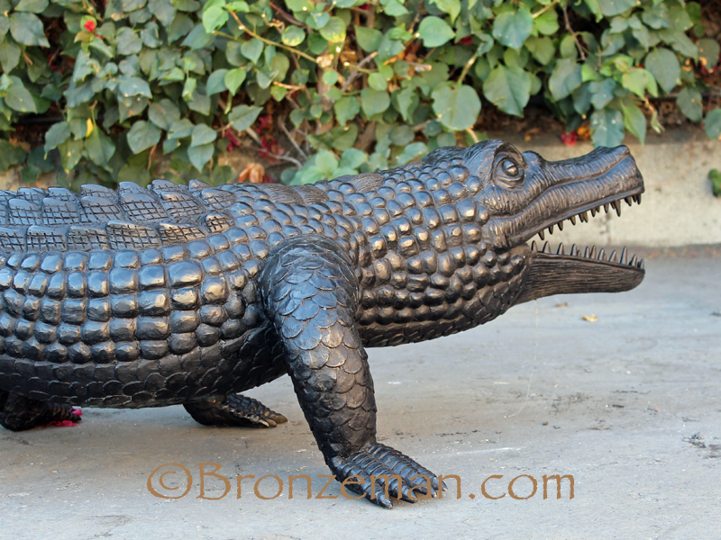 bronze alligator statue