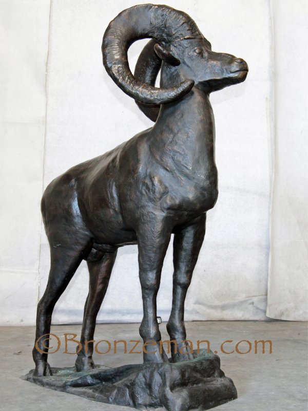 bronze statue of bighorn sheep