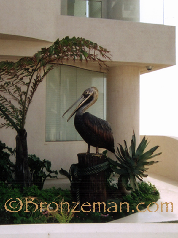 bronze pelican statue
