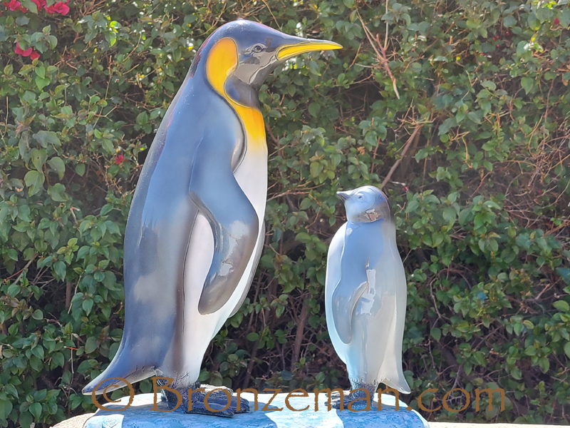 bronze penguin statue