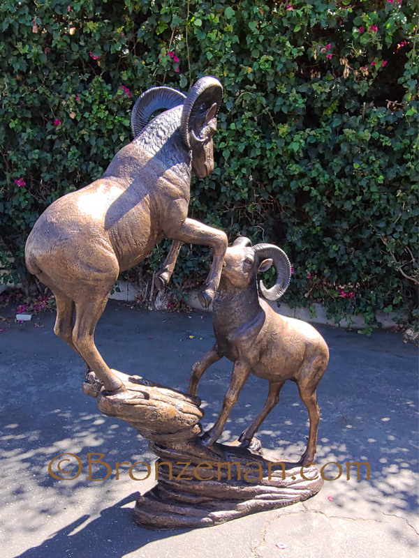 bronze statue of 2 rams