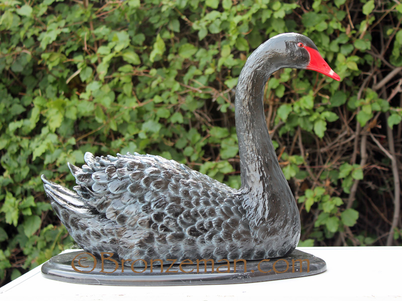bronze black swan statue