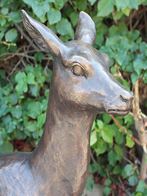 bronze fawn statue