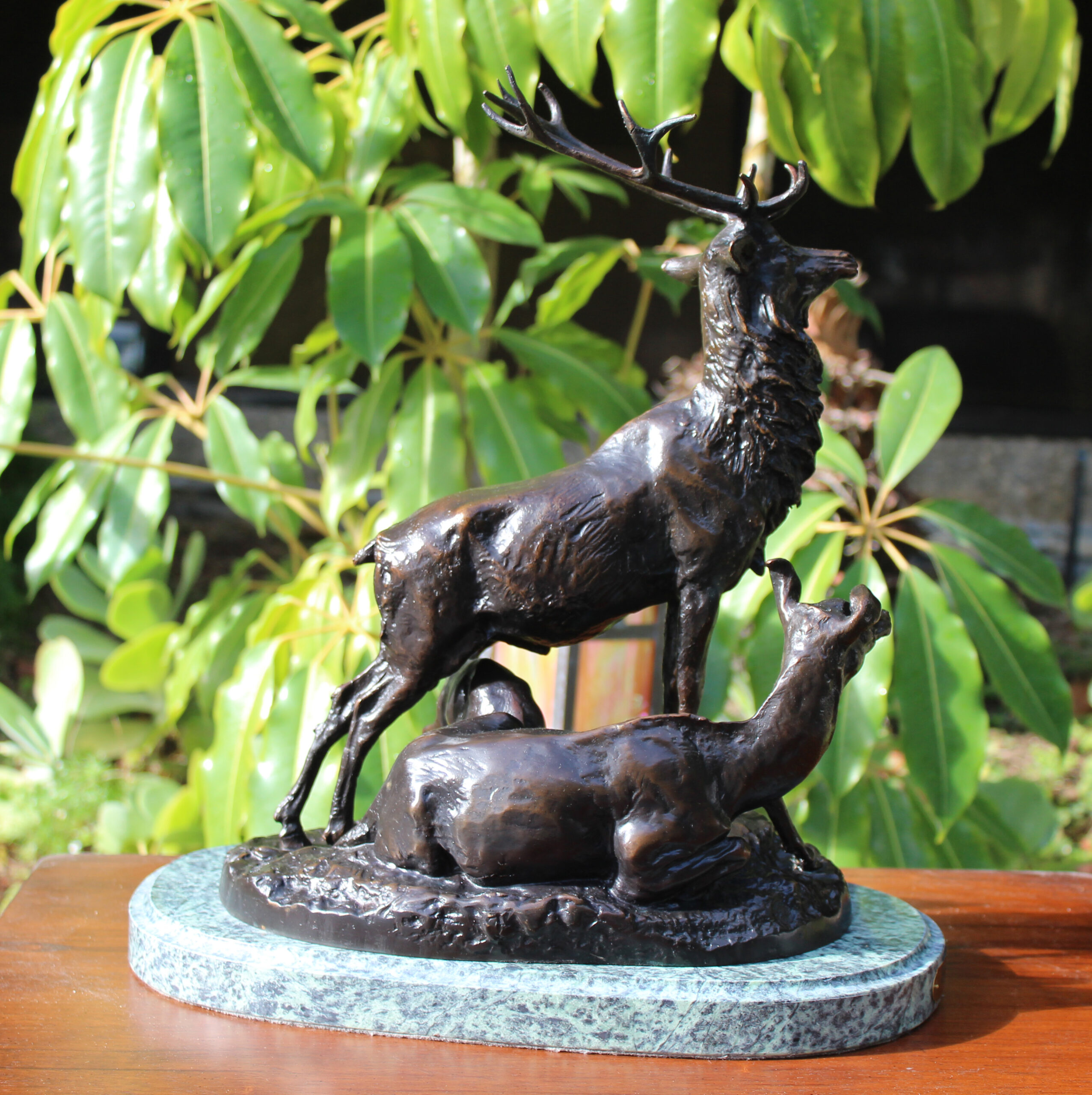 bronze elk family statue