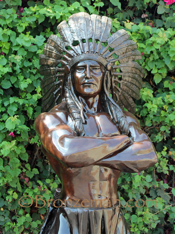 custom bronze native american mascot statue