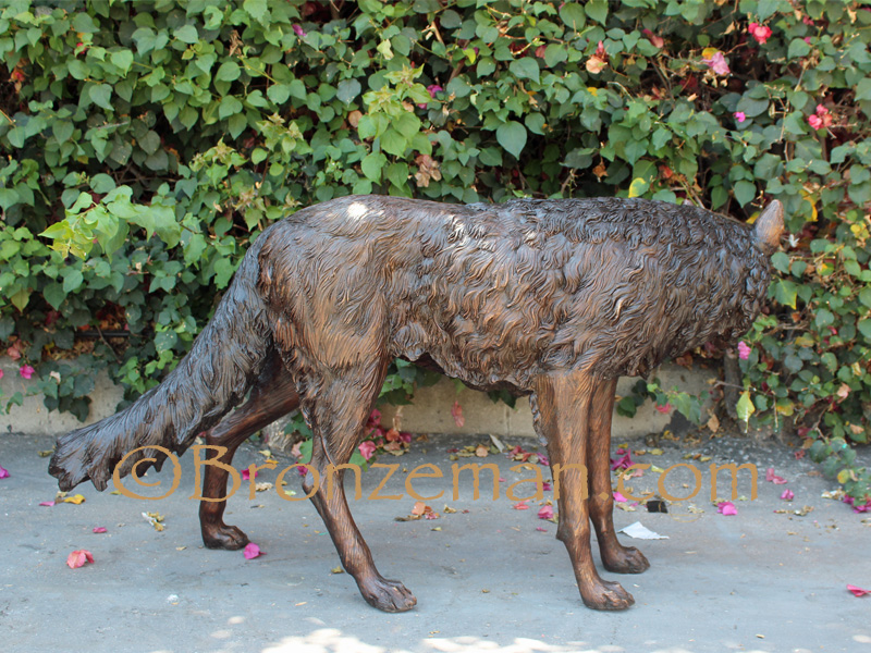 bronze wolves statues