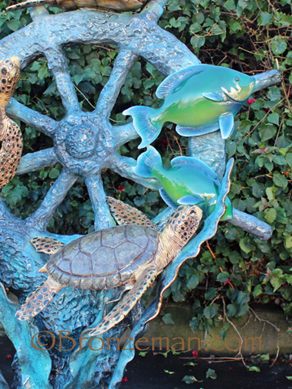 bronze sea turtles statue