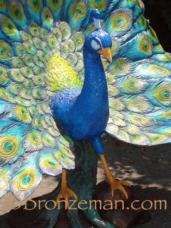 bronze peacock statue