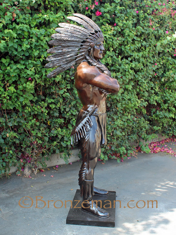 custom bronze native american mascot statue