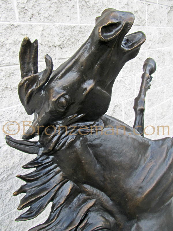 bronze horse rearing statue