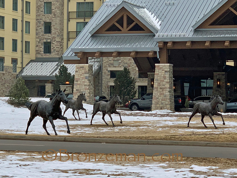 bronze horses running statues