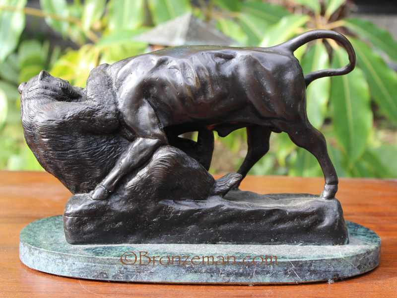 bronze bear and bull statue