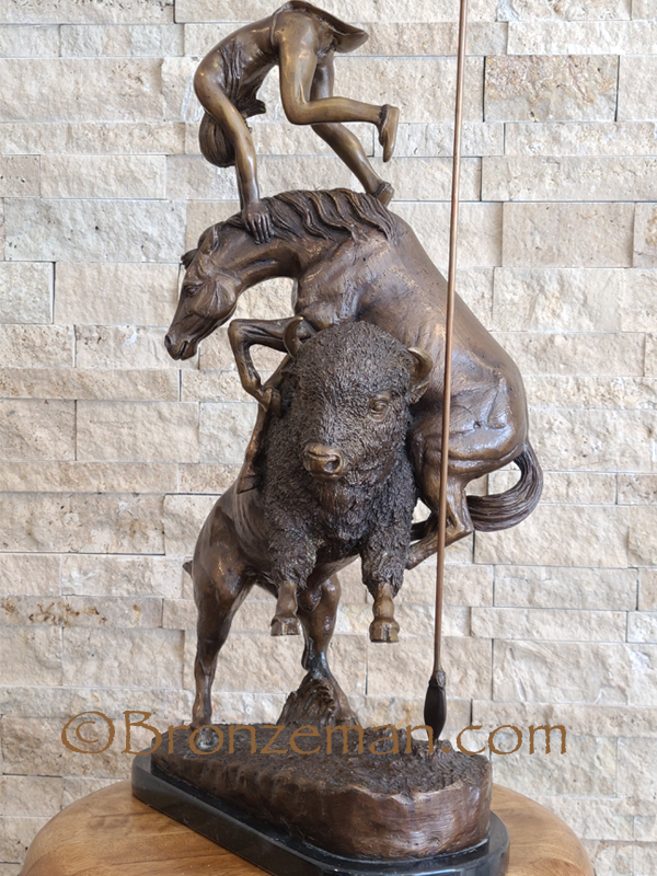 bronze statue buffalo horse