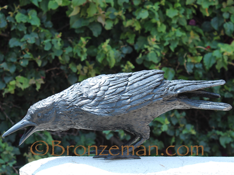 bronze raven statue
