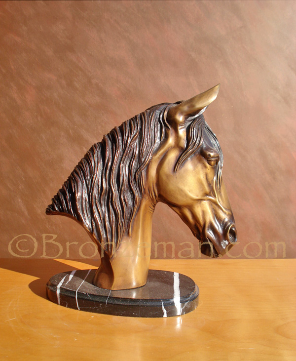 bronze horse bust statue