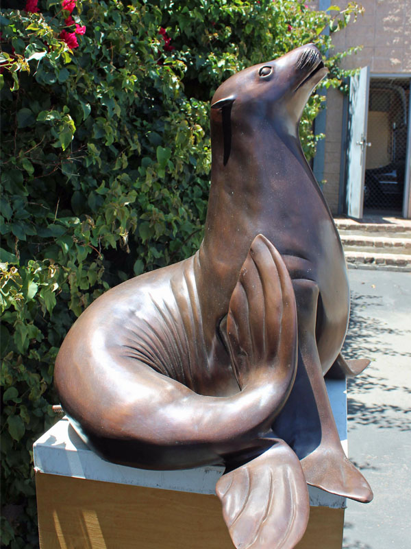 bronze statue of a sea lion