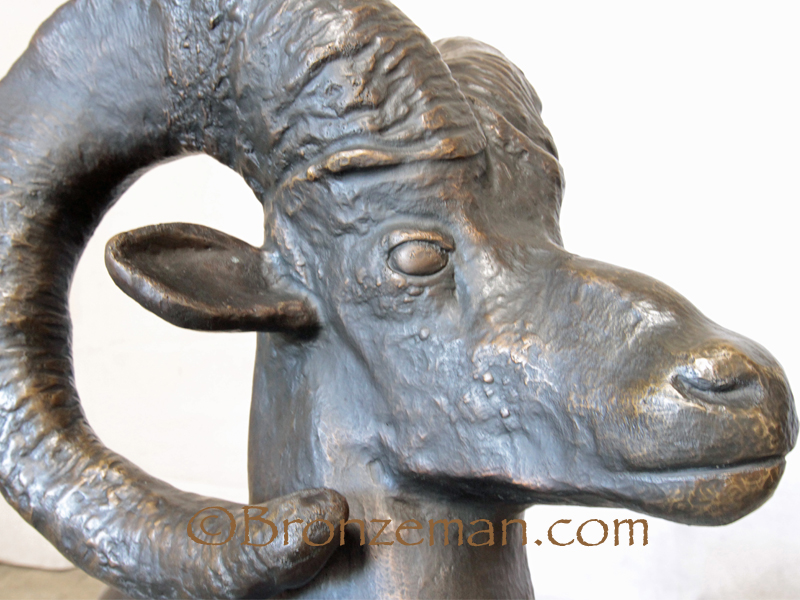 bronze statue of bighorn sheep