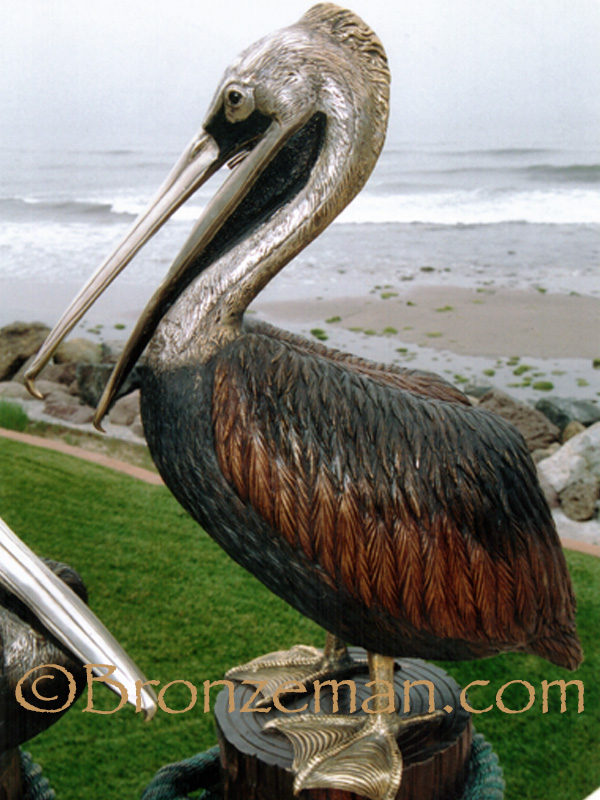 bronze pelican statue