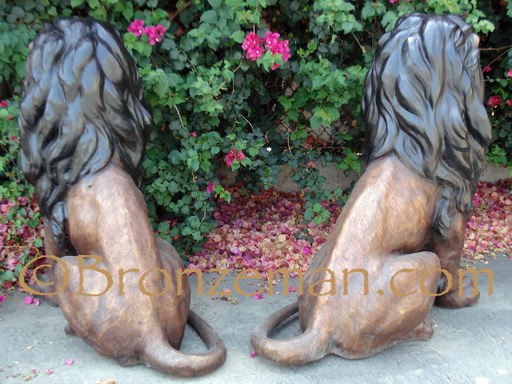 bronze statues of 2 lions