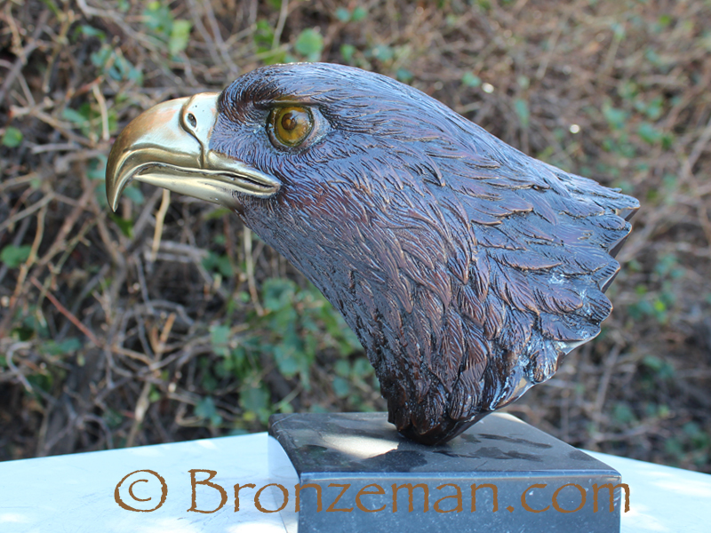 bronze eagle bust statue