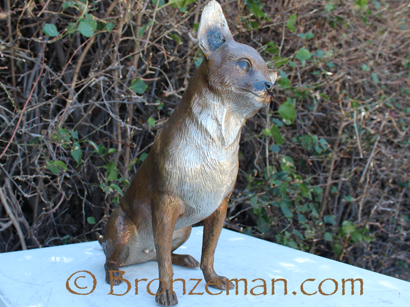 bronze chihuahua statue