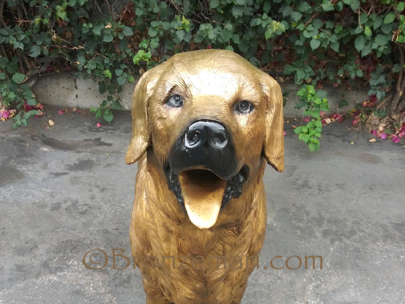 bronze dog statue golden retriever